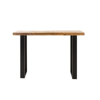 Table console noire/naturelle, 115x40x77 cm,en acier et bois