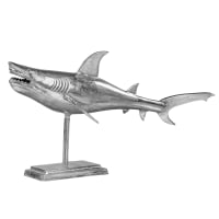 Sculpture de requin argentée, 68x39 cm, aluminium