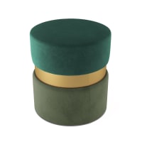 CASSIOPEE - Pouf contemporain, bicolore vert et métal or
