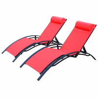 LOUISA X2 - Pareja de 2 tumbonas de aluminio y textileno rojo coral
