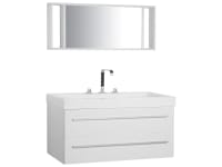 ALMERIA - Meuble vasque à tiroirs blanc avec miroir