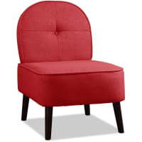 DANY - Fauteuil assise tissu rouge pieds bois