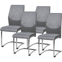SWINTON - Chaise assise tissu gris pieds métal - Lot de 4
