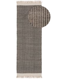 KIM - Alfombras de pasillo de lana blanco y negro 70x200 cm
