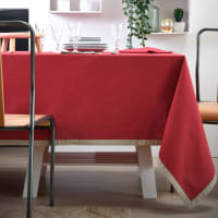 DUO - Nappe bicolore réversible coton rouge/lin 240x140cm