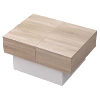 GRETA - Table basse avec plateaux amovibles blanche et bois