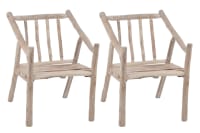 AUPURE - Chaise en bois naturel avec accoudoirs (lot de 2)