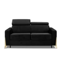 ODACIO - Sofá cama de 3 plazas en terciopelo negro