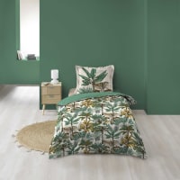 BALINÉSIA - Parure de lit imprimé feuillages exotiques coton multicolore 200x140