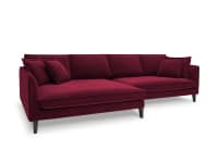 PROVENCE - Canapé d'angle 4 places en velours rouge foncé