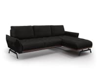 OLIVIER - Canapé en cuir d'angle droite modulaire noir 4 places
