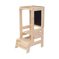 Torre de aprendizaje Montessori de madera con pizarra negra