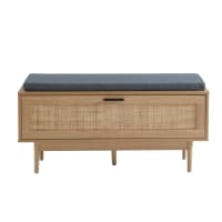 AMANA - Banc à chaussures cannage véritable l100cm bois clair