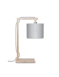 HIMALAYA - Lampe de table en bambou abat-jour en lin gris clair, h. 47cm