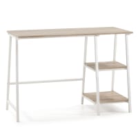 LISBOA - Bureau blanc, table pour pc, style industriel, 105 cm longueur