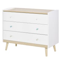 Cajonera infantil madera de pino, MDF blanco