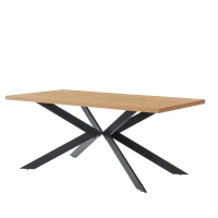 FELIX - Table à manger   effet chêne et métal noir  pieds en x 180cm