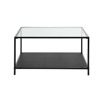Table basse rectangle scandinave en verre et panneau de bois