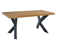 PLATON - Table de séjour   placage chêne et métal noir  180cm bois et noir