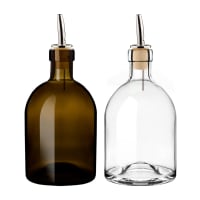 DUO - Bouteille d'huile & vinaigre en verre bouchons verseurs inox