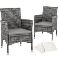Lot de 2 fauteuils de jardin acier avec 2 sets de housses gris/gris