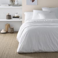 SOFT LINE - Parure de lit Housse de couette 260x240 + taie carrée blanc