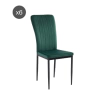 POPPY - Lot de 6 chaises   velours vert  pieds en métal noir