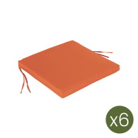 Pack 6 cojines para sillas de jardín naranja 44x44x5 cm