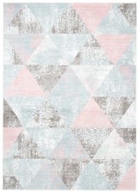 BABY - Alfombra para niños gris blanco azul rosa geométrico 80 x 150 cm