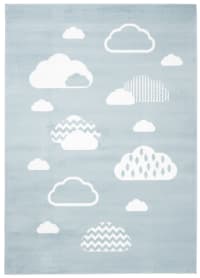 BABY - Alfombra para niños azul blanco nubes suave 140 x 200 cm