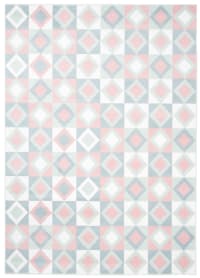 BABY - Alfombra para niños azul rosa blanco cuadros suave 160 x 220 cm