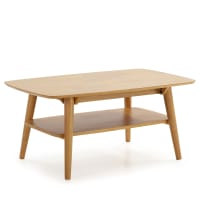 PALMA - Table basse rectangulaire, bois massif couleur chêne, 100 cm longueur