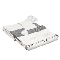 TROPI - Jeté de lit en cordes coton noir et blanc 130x180cm
