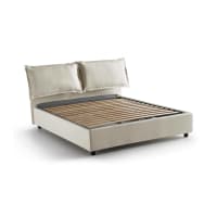VERONICA - Letto contenitore cm 140x190 in tessuto panna
