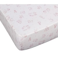 ANIMAUX ROSE - Lot de 2 draps housses jersey 40x80 cm blanc/rose