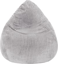 TESSA - Pouf poire d'intérieur velours grosse cote gris clair 70x110cm