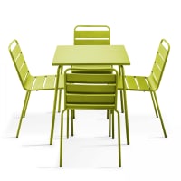 PALAVAS - Ensemble table de jardin et 4 chaises en métal vert
