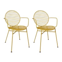 MADISON - Lot de 2 fauteuils de table en métal jaune