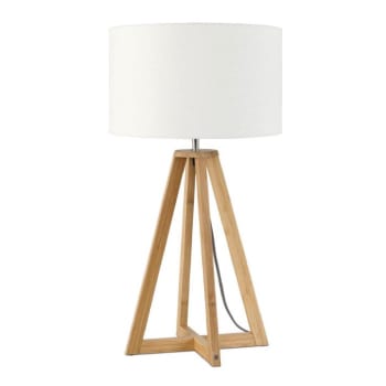 Lampada da tavolo in bamboo marrone paralume grigio scuro EVEREST