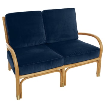 Canape 2 Places Rotin Et Velours Orange Riviera Maisons Du Monde
