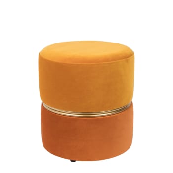 SIMPLIHOME Serena Round Pouf, Footstool, Upholstered in Deep Aqua Co
