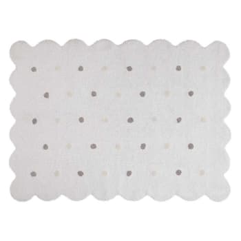 Tappeto lavabile in cotone bianco con bordo biscotto 120x160 BISCUIT