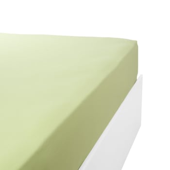 Drap housse jersey extensible en coton vert anis 120x190 cm DRAP HOUSSE  DOUCEUR ADULTE