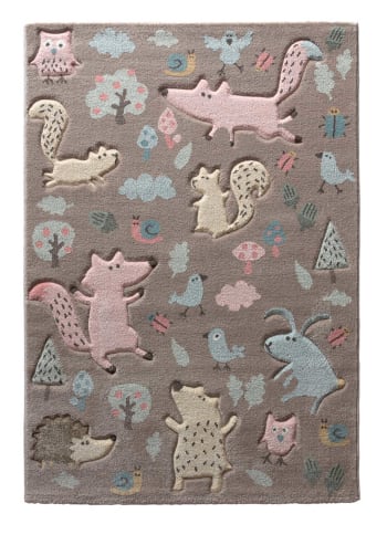 Tapis Chambre Enfant Motif Animaux Foret Taupe 160x225 Forest Maisons Du Monde