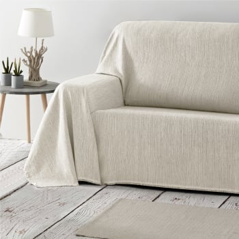 Plaid multiusos 50% algodón beige 180x260 cm TRAMA | Maisons du Monde