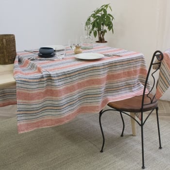 Nappe 150x300 orange terracotta en coton STRIBER