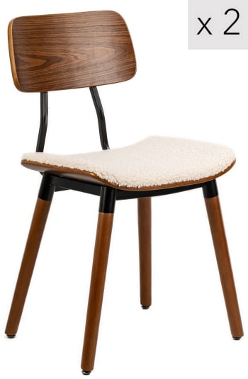 Set 2 sedie scandinave in legno e tessuto nero