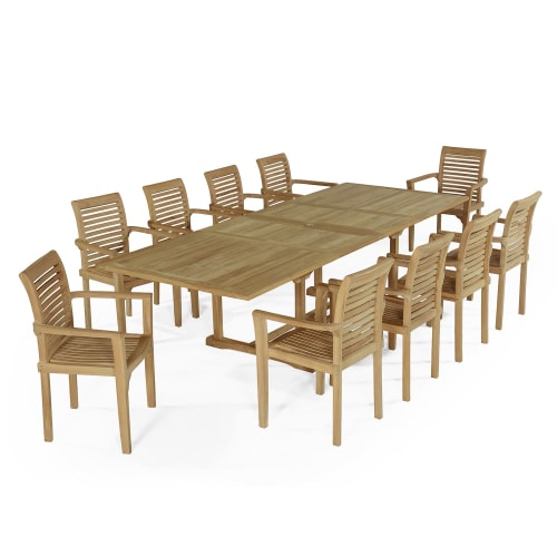 Jardin Ensemble table et chaises de jardin | Salon de jardin 10 fauteuils en teck massif - EP47331