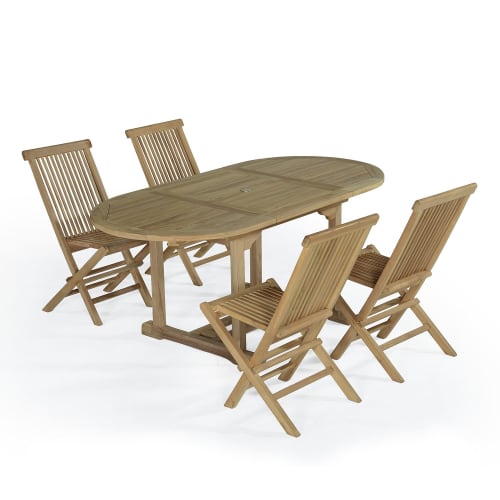 Jardin Ensemble table et chaises de jardin | Salon de jardin 4 chaises en teck massif - MW67183