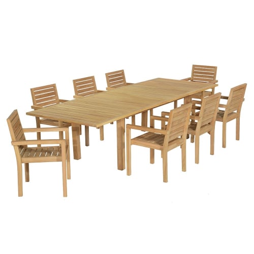 Jardin Ensemble table et chaises de jardin | Salon de jardin 8 fauteuils en teck massif - BY65745